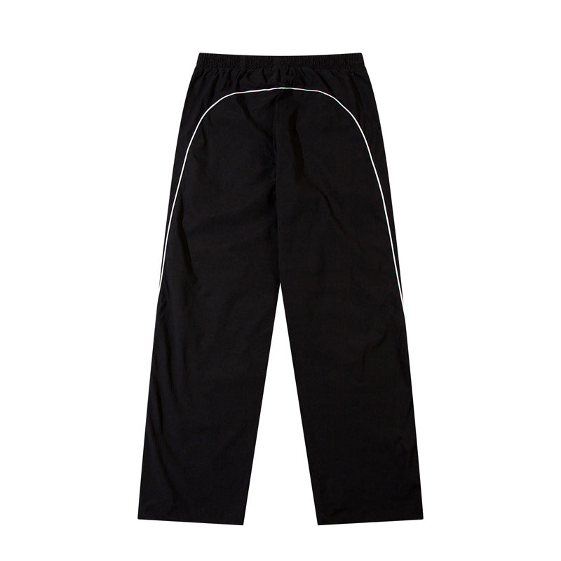 Unisex Style Casual Style Loose Drooping Korean Style Stitching Sports Straight Pants