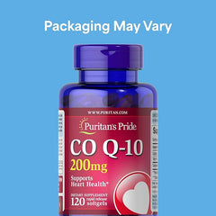 Puritan's Pride Coenzyme CoQ10 200mg, Dietary Supplement for Heart Health, Blood Pressure, Oral Gum Health, and Healthy Aging Support, 120 Servings, Rapid Release Softgels