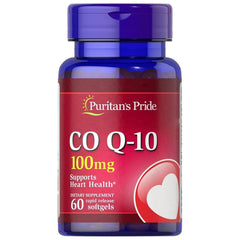 Puritan's Pride Coenzyme CoQ10 100mg, Dietary Supplement for Heart Health, Blood Pressure, Oral Gum Health, and Healthy Aging Support, 60 Servings, Rapid Release Softgels