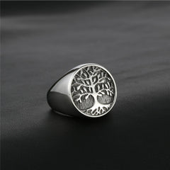 Titanium Steel Tree Pattern Trend Retro Punk Style Stainless Steel Tree Of Life Ring