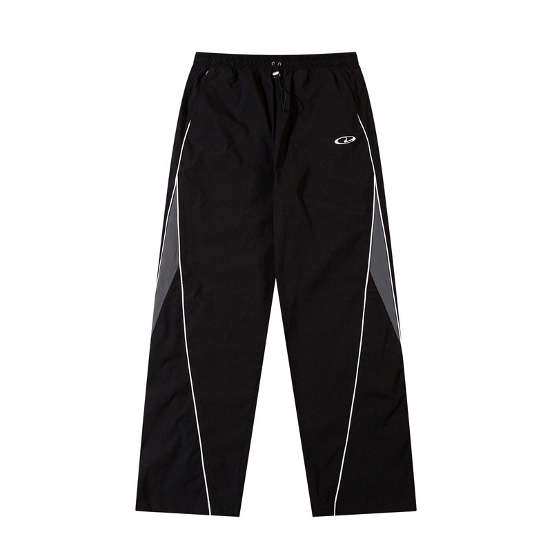 Unisex Style Casual Style Loose Drooping Korean Style Stitching Sports Straight Pants