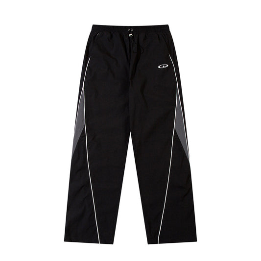 Unisex Style Casual Style Loose Drooping Korean Style Stitching Sports Straight Pants