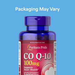 Puritan's Pride Coenzyme CoQ10 100mg, Dietary Supplement for Heart Health, Blood Pressure, Oral Gum Health, and Healthy Aging Support, 240 Rapid Release Softgels, 2-Pack