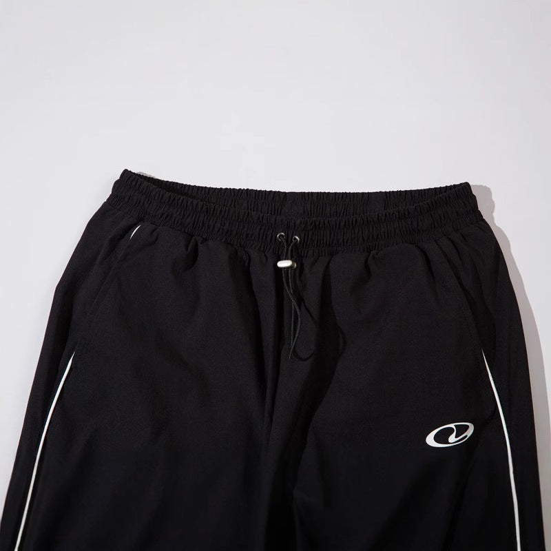 Unisex Style Casual Style Loose Drooping Korean Style Stitching Sports Straight Pants