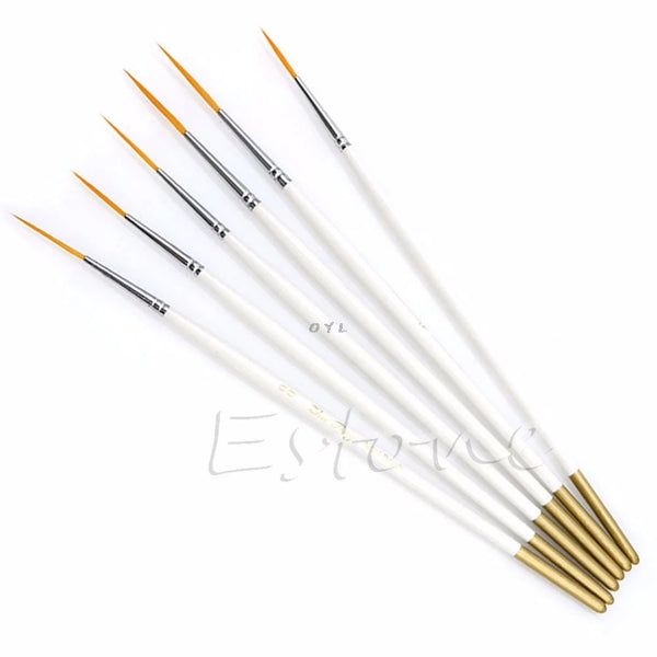 Hot 6Pcs/Set Nylon Hair Round Paint Brush