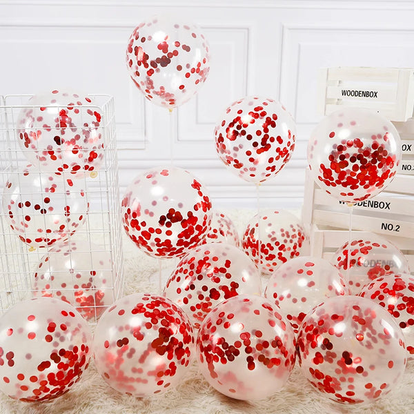 12Inch Confetti Latex Ball Red Rose Gold Helium Party Decor