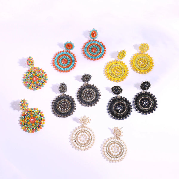 Colorful Seed Beads Round Woven Earrings