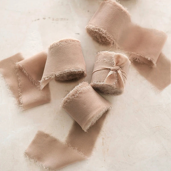 5M Handmade Frayed Edged Satin Chiffon Silk Ribbon