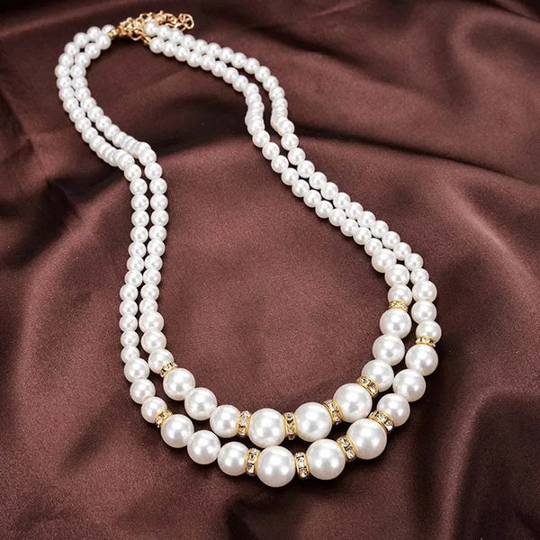 Korean Double Layer Pearl Choker Necklace