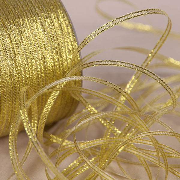 25Yards 6mm Silver Gold Glitter Silk Satin Ribbon
