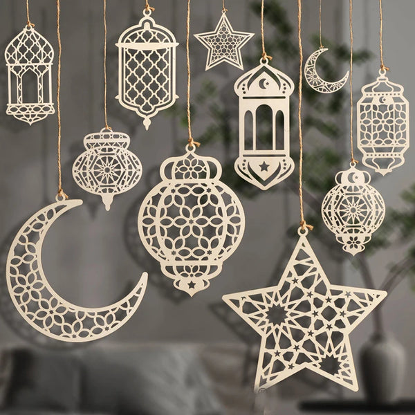 3pcs Eid Mubarak Wooden Hanging Ornaments