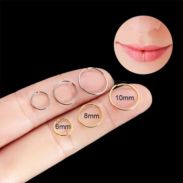 1Piece G23/F136 Titanium 0.8mm Thin Lip Rings Septum