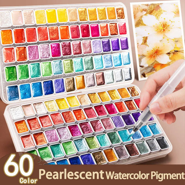 Pearlescent Solid Watercolor Paint Set 12/20/24/60 Color