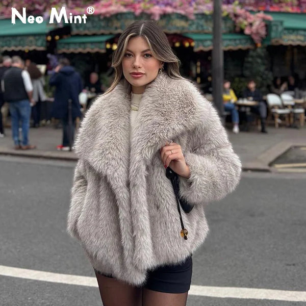 Winter New Fashion Gradient Fluffy Fur Coat