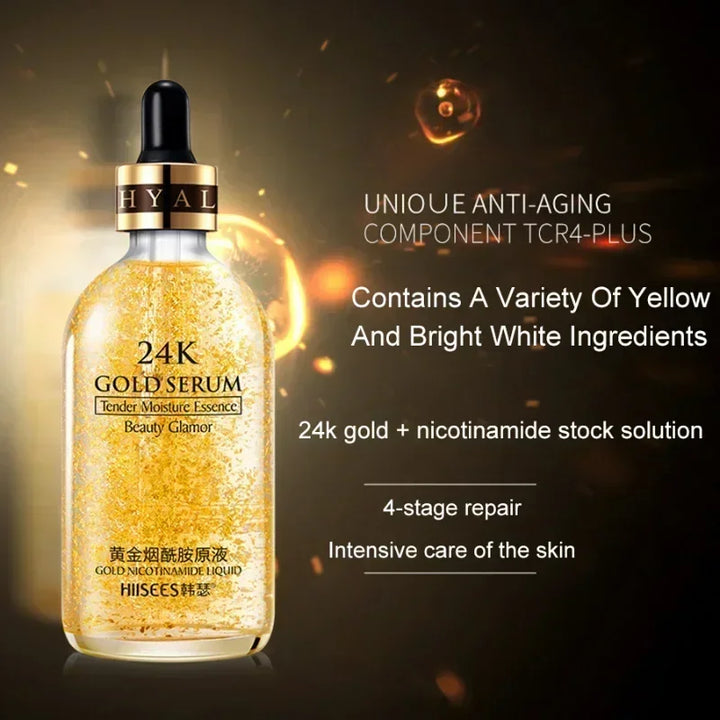 24K Gold Face Serum Hyaluronic Acid Repair Face Pores Serum