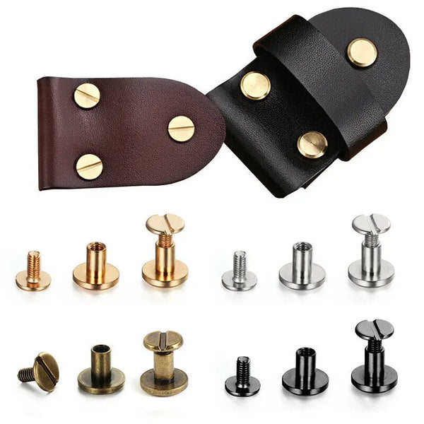 10Sets Luggage Leather Metal Craft Solid Screw Nail