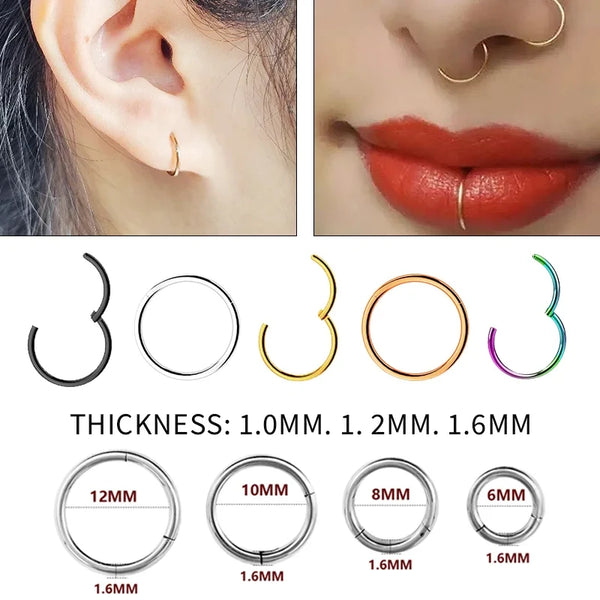 1PC Stainless Steel Nose Hoop Septum Piercingj
