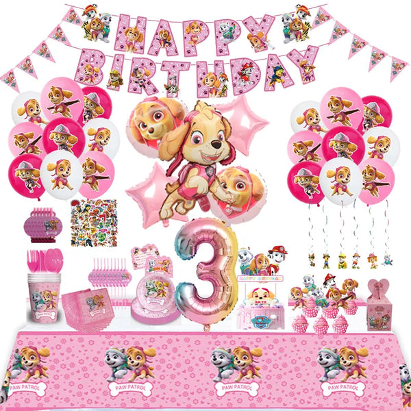 Paw Patrol Pink Birthday Skye Theme Party Decorations
