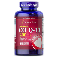 Puritan's Pride Coenzyme CoQ10 400mg, Dietary Supplement for Heart Health, Blood Pressure, Oral Gum Health, and Healthy Aging Support, 120 Day Supply, Rapid Release Softgels