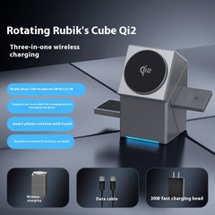 Three-in-one Magnetic Rotating Rubik's Cube Wireless Charger