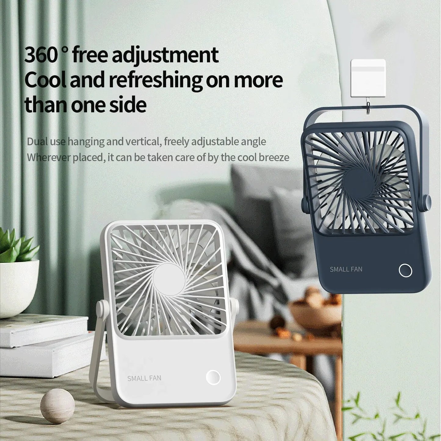 Multifunctional Small Fan Desktop Wall-mounted Portable Mini Fan 1200mAh Rechargeable Fan For Home Dormitory
